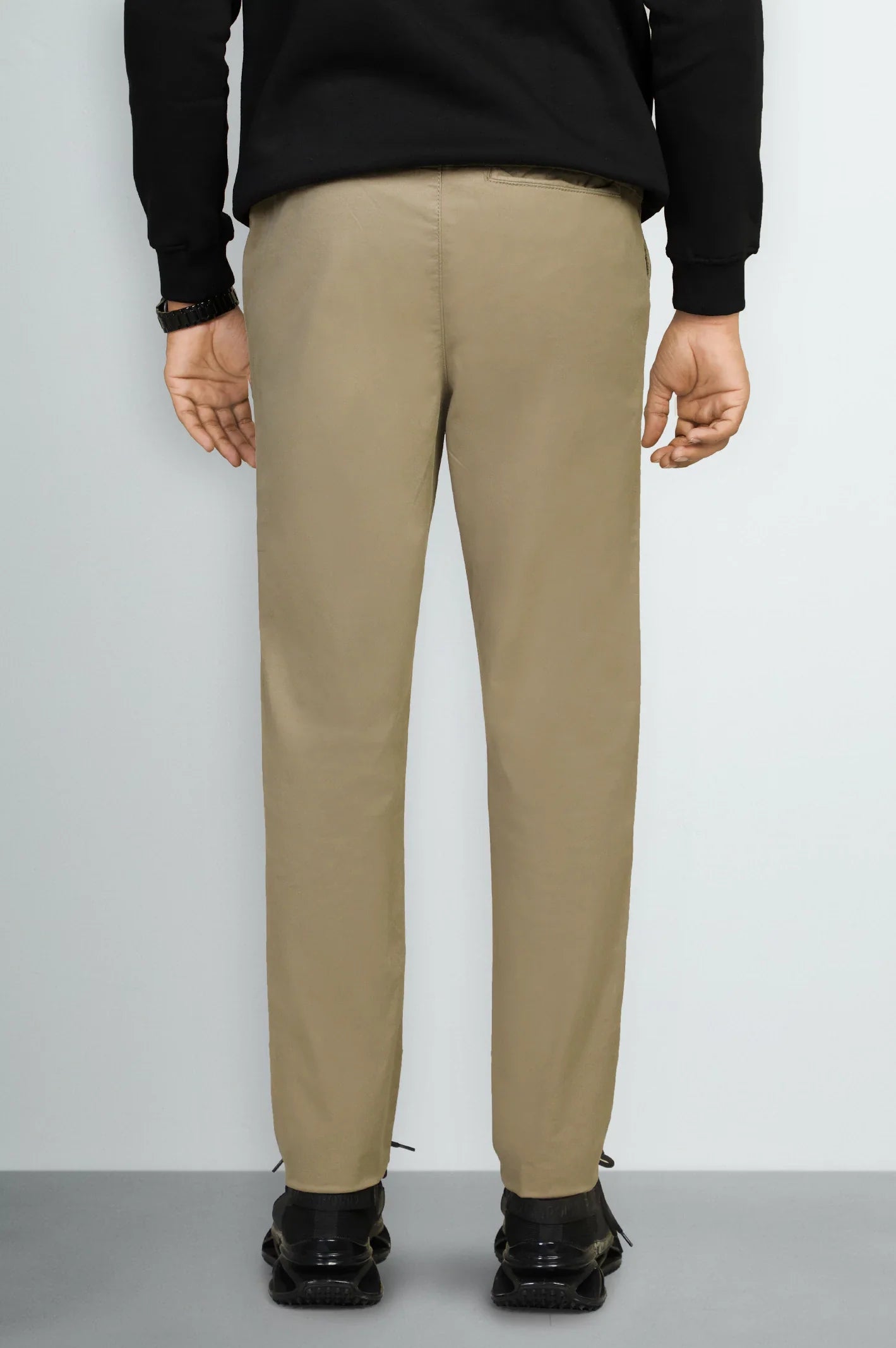 Beige Smart Fit Cotton Pants