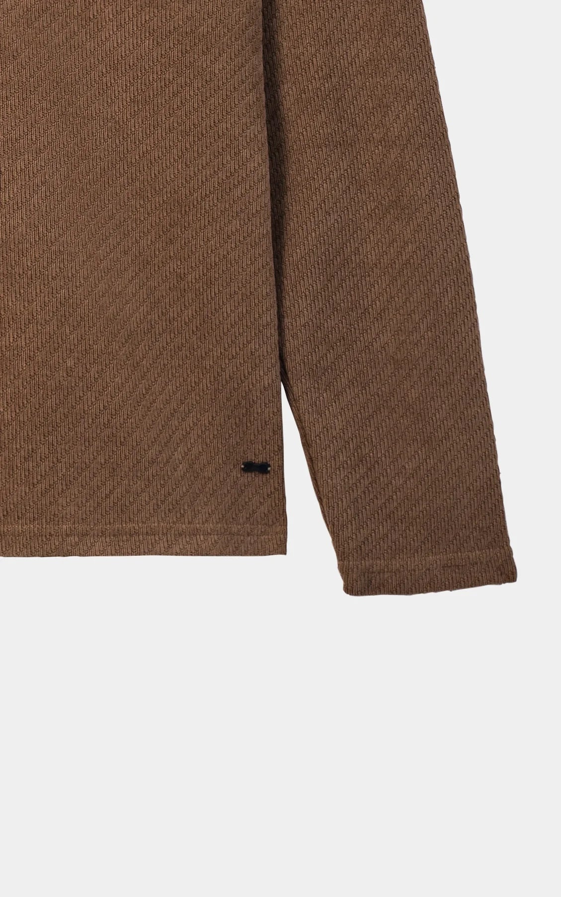 COTTON POLY BLENDED HALF ZIP SWEAT SHIRT BROWN