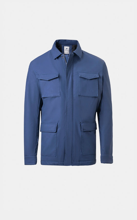 REGULAR FULLSLEEVE JACKET WITH FRONT DOUBLE FLAP POCKET DARK BLUE