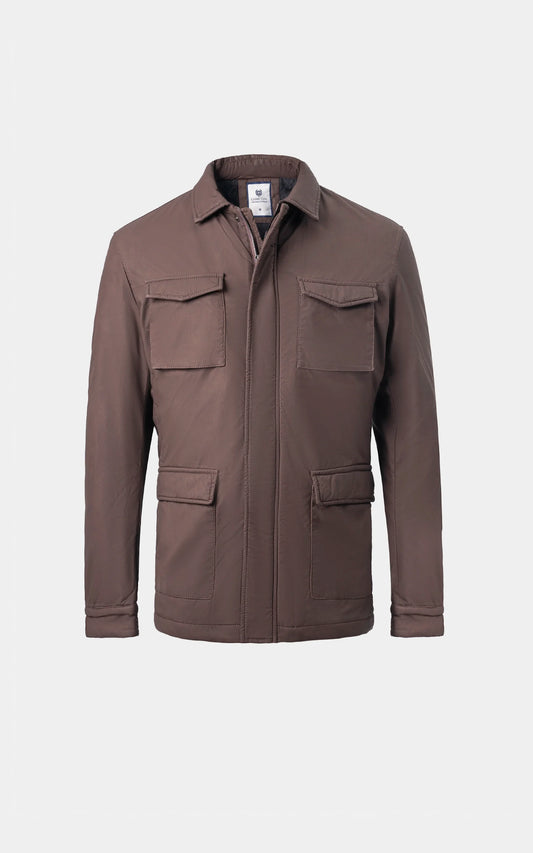 REGULAR FULLSLEEVE JACKET WITH FRONT DOUBLE FLAP POCKET COFFEE