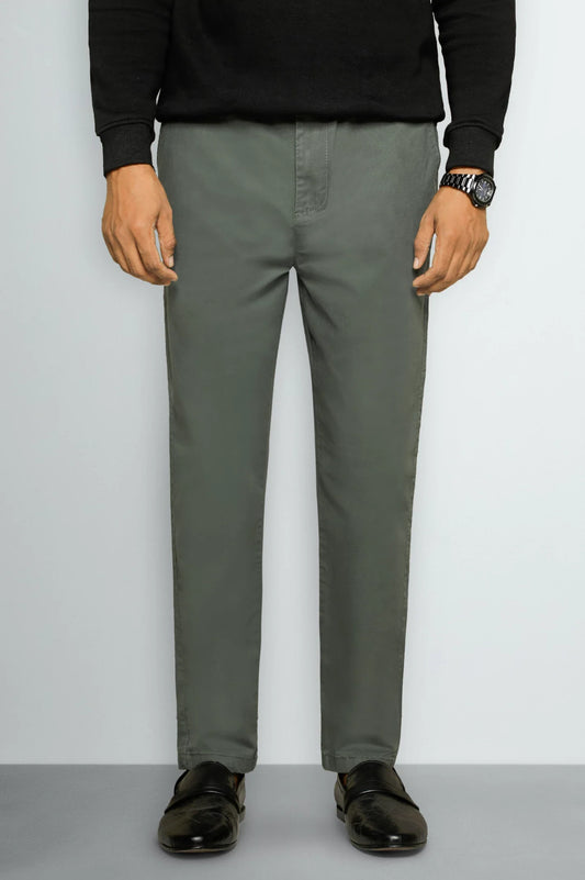 Dark Olive Smart Fit Cotton Pants
