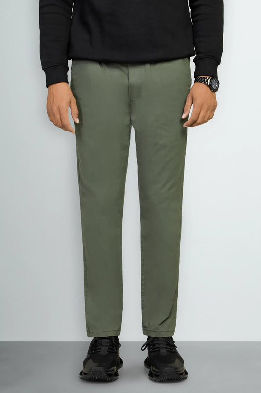 Dark Olive Smart Fit Cotton Pants