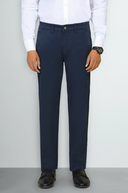 Navy Blue Smart Fit Cotton Pants