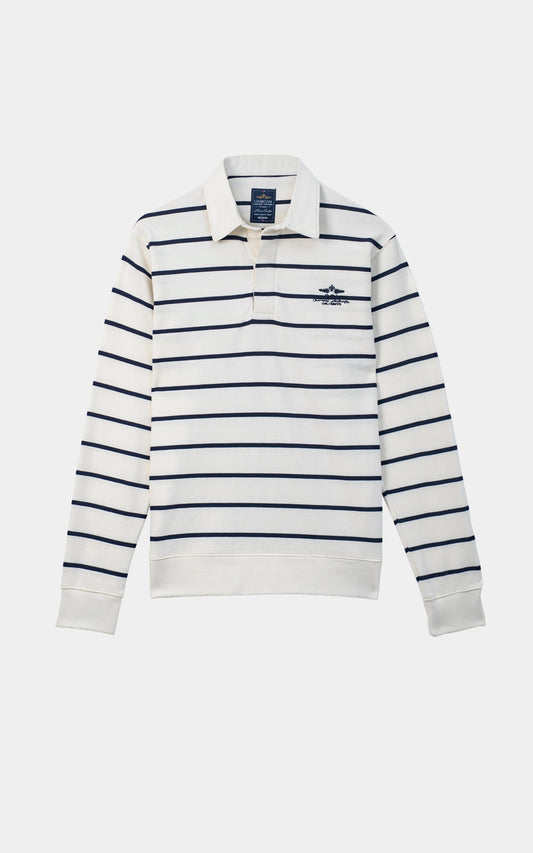 YARN-DYED STRIPED SWEATSHIRT WHITE NAVY