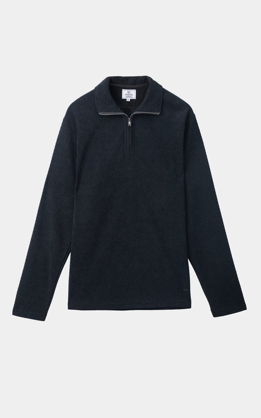 COTTON POLY BLENDED HALF ZIP SWEAT SHIRT BLACK