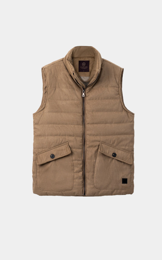 SMART FIT SLEEVELESS SUEDE JACKET BEIGE