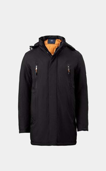 REGULAR FIT FULLSLEEVE PUFFER LONG JACKET BLACK