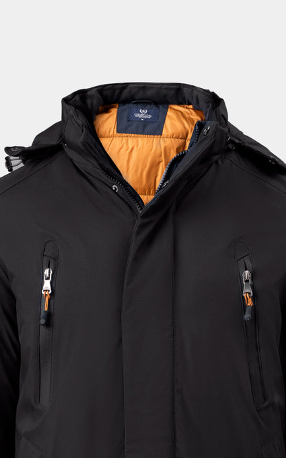 REGULAR FIT FULLSLEEVE PUFFER LONG JACKET BLACK