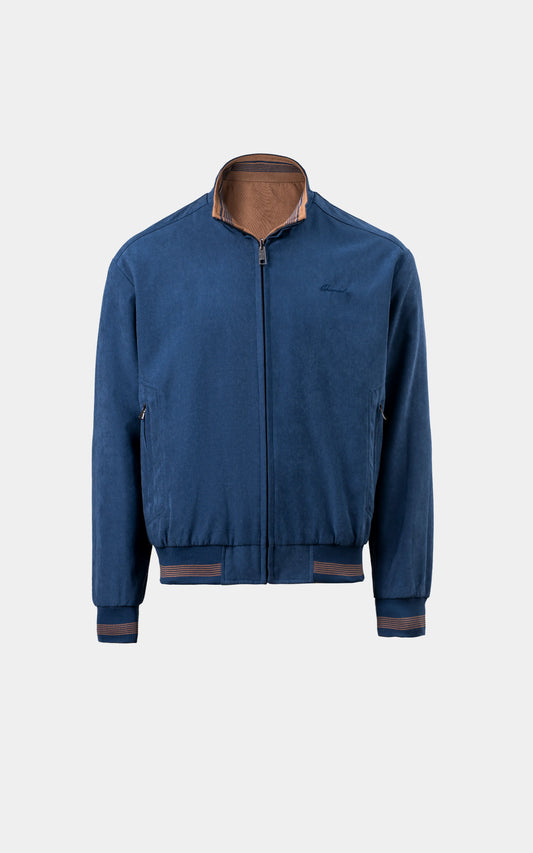 Reversible Bomber Jacket Blue brown